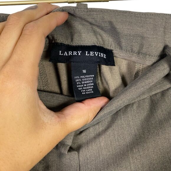 Larry Levine Brown Dress Pants Sz 16 Slim Ankle Professional Essential 195 - Picture 3 of 9